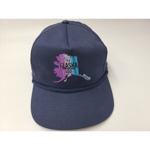 Vintage Alaska USA Distressed Rope Snapback Hat Cap Cotton Casual Men Women Blue